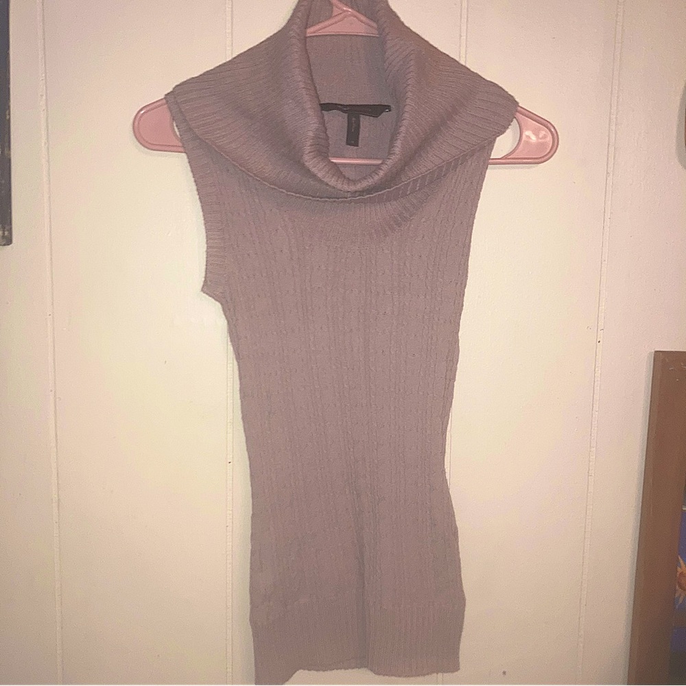 BCBGMAXAZRIA Tan Cowl Neck Sleeveless Shirt Size Small